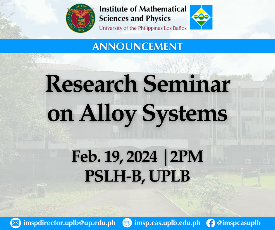 Research Seminar on Alloy Systems announcement
